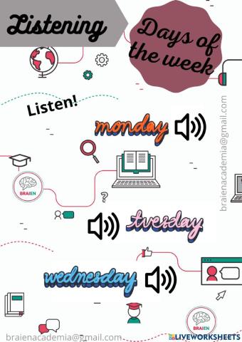 Days of the week. Listening