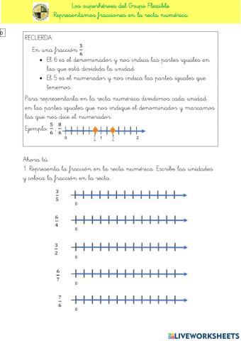 Representamos fracciones en la recta numérica