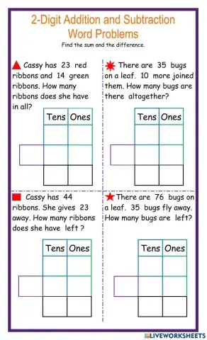 2-Digits Addition and Subtraction Word Problems