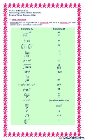 Potencia y radicación en los racionales