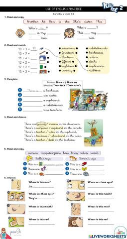 USE OF ENGLISH PRACTICE Kid's Box 2 Units1-3