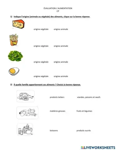 Évaluation alimentation