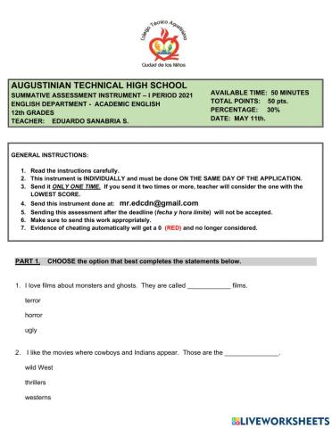Assessment instrument
