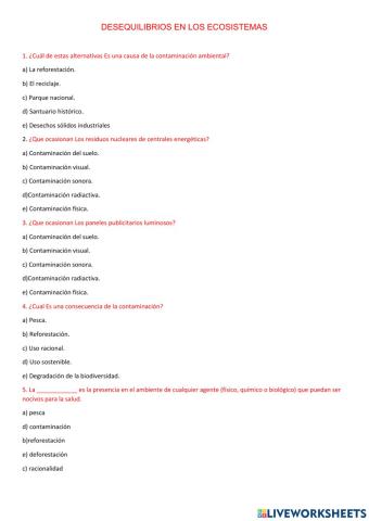 Desequilibrios en los ecosistemas