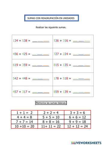 Sumas-U-6- HORIZONTALES con reagrupación en unidades