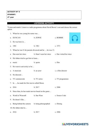 ACTIVITY -4 LISTENING 4th year BELGRANO