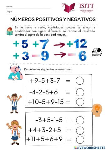 Números positivos y negativos