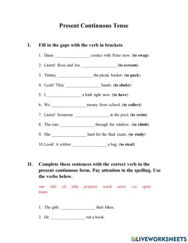 Review of Present Continuous