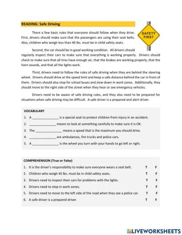 Reading: Safe Driving