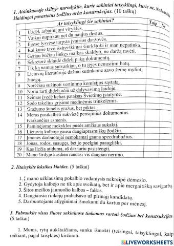 Kalbos pamokos užduotis