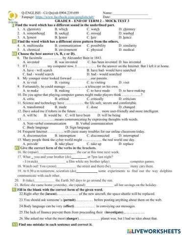 G8 END OF TERM 2 test 3