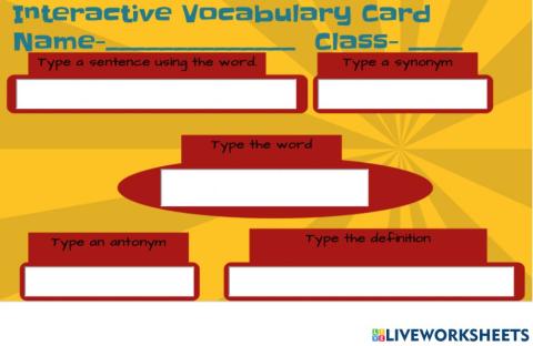Synonyms and Antonyms Vocab Card