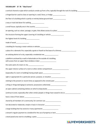 Vocabulary quiz ideal home