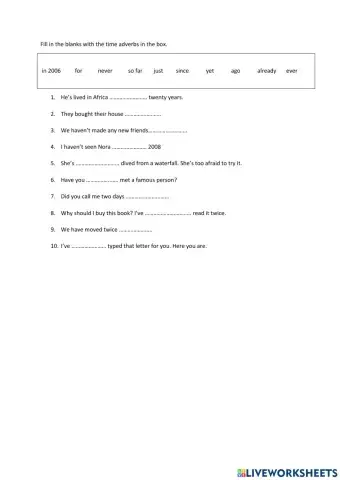 Past- Perfect Time Adverbs