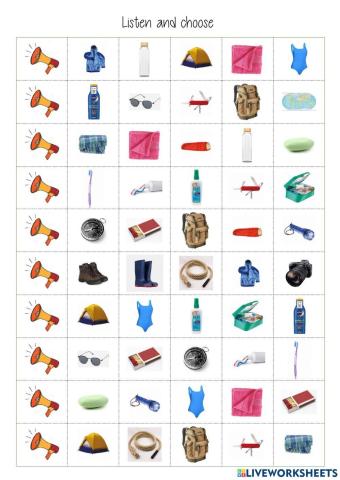Unit 7 listen and choose camping vocab