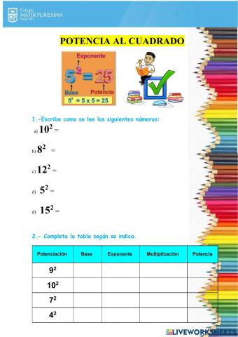 Potenciación al cuadrado