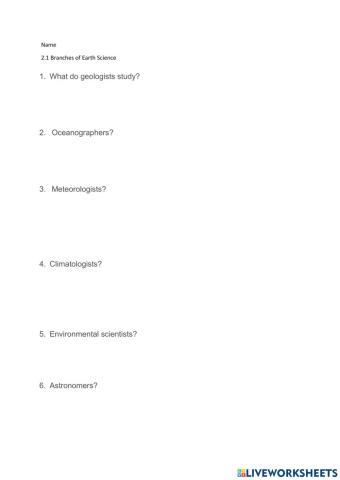 Branches of Earth Science