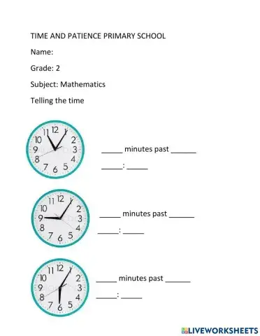 Telling the time past the hour