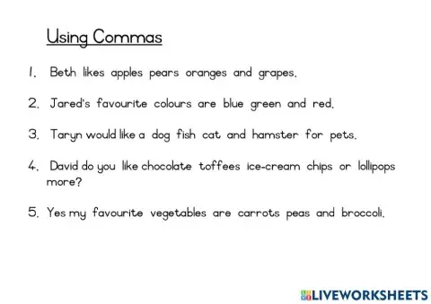 Using comma's for Grade 1 (SA)