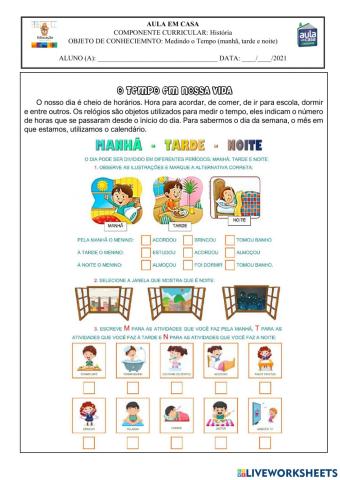 Medindo o Tempo (manhã, tarde e noite)