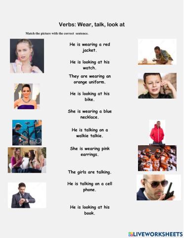 Verbs - Wear, talk, look