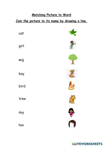 Match Pictures to Words