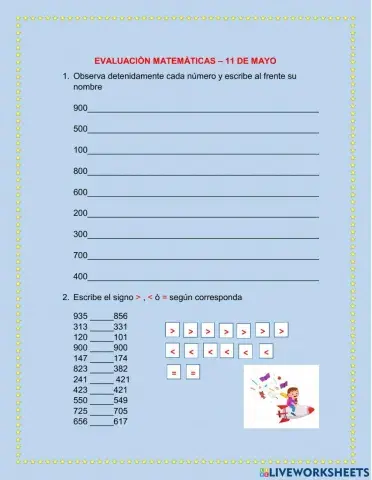 EVALUACIÓN MATEMÁTICAS.CENTENAS  