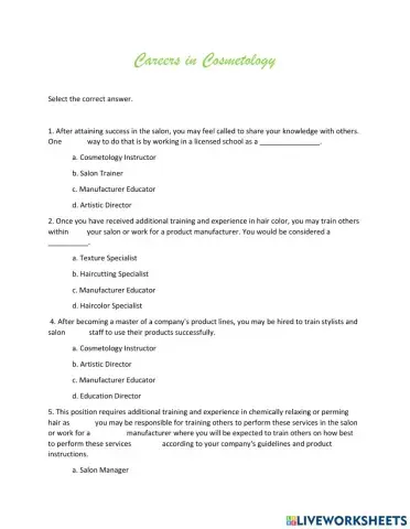 Careers in Cosmetology