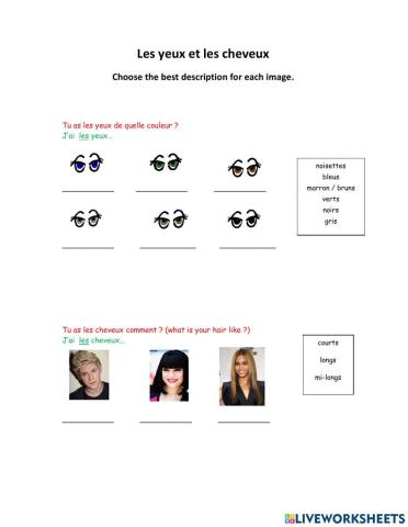 Les yeux et les cheveux