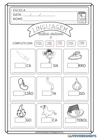 Complete com a familia letra F