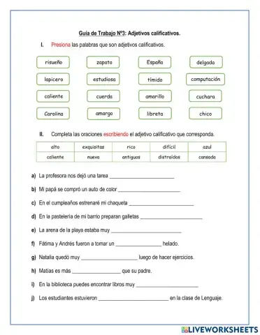 Adjetivos Calificativos