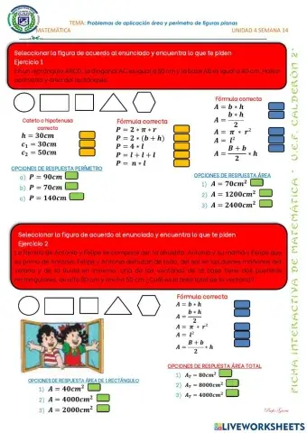 Problemas de aplicación área y perímetro de figuras planas