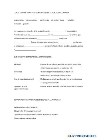 Movimientos naturales de la población