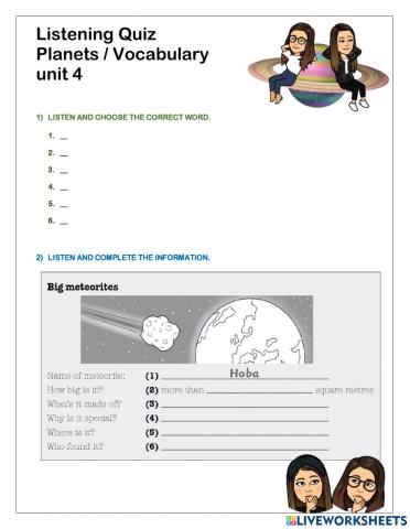 Listening activity PLANET