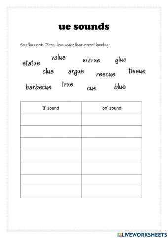 Vowel Digraph -ue-