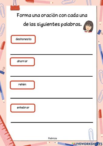 Forma oraciones con palabras de H intercalada