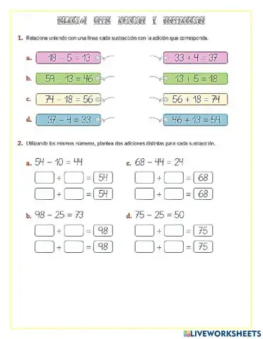 Relacion adición y sustracción