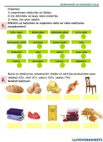 Darba lapa organiskās-neorganiskās vielas