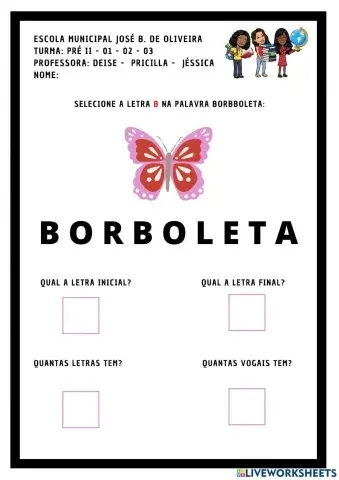 Letra b - borboleta