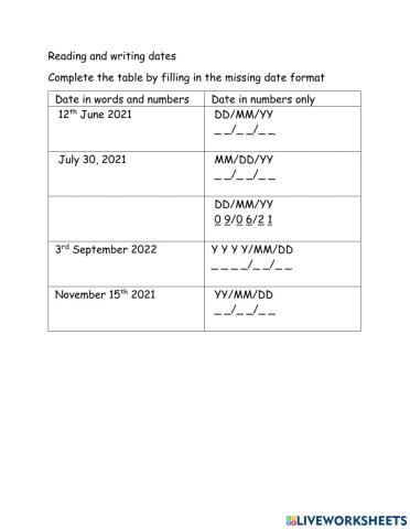    Writing dates in different formats