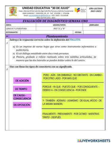 EVALUACIÓN LENGUA OCTAVO