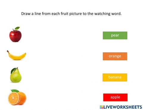 Draw a line to the correct fruits