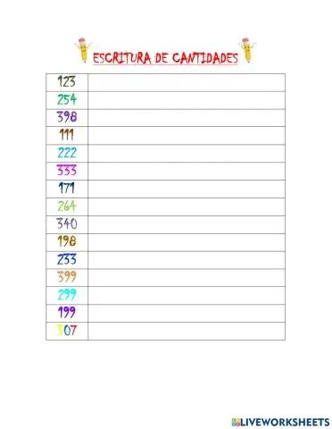 Escritura de cantidades