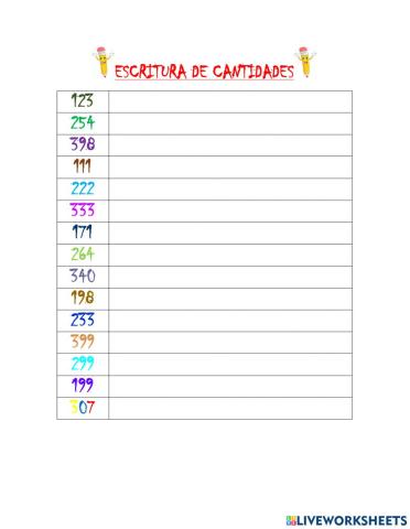 Escritura de cantidades