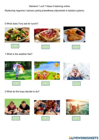 Starland 1 unit 7 listening