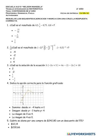 Trabajo integrador Matemática 2° AÑo