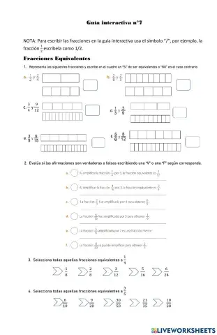 Fracciones equivalentes