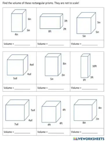 Volume of Rectangular Prisms