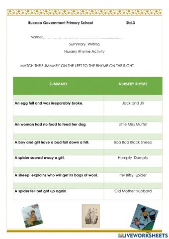Nursery rhyme summary