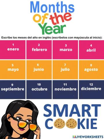Meses del año en inglés